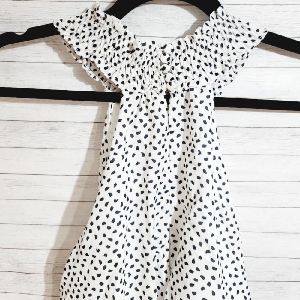 JJ's HOUSE White Spotted High Neck Tiered Ruffle Dress, sz 10 - Picture 12 of 16